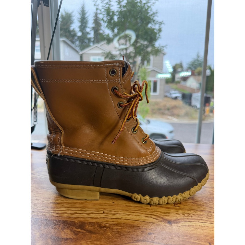 L.L. Bean 8 Inch Bean Boots Brown Tan Leather Waterproof Duck Boots Women 8